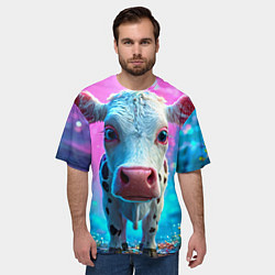 Футболка оверсайз мужская Коровка в сказочном лесу, цвет: 3D-принт — фото 2