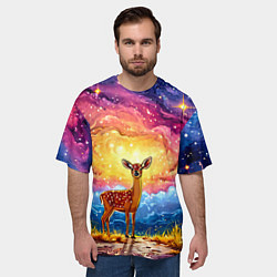 Футболка оверсайз мужская Олень и космическое небо, цвет: 3D-принт — фото 2