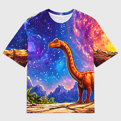 Футболка оверсайз мужская Диплодок звездной ночью, цвет: 3D-принт