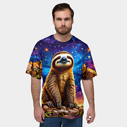 Футболка оверсайз мужская Ленивец и звездное небо, цвет: 3D-принт — фото 2
