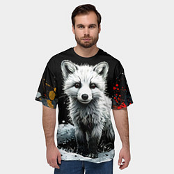 Футболка оверсайз мужская Песец на черном, цвет: 3D-принт — фото 2