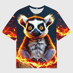 Футболка оверсайз мужская Лемур в огне, цвет: 3D-принт