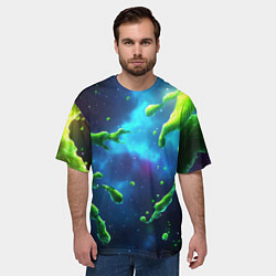 Футболка оверсайз мужская Зеленые брызги, цвет: 3D-принт — фото 2