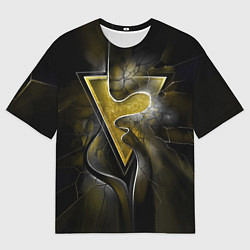 Мужская футболка оверсайз Золотой треугольник под стеклянной вуалью с волнам