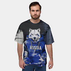 Футболка оверсайз мужская Русский волк с автоматом, цвет: 3D-принт — фото 2