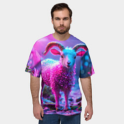 Футболка оверсайз мужская Козлик в розовом, цвет: 3D-принт — фото 2