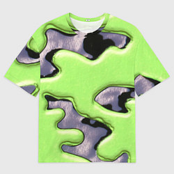 Мужская футболка оверсайз Зеленый объемный камуфляж