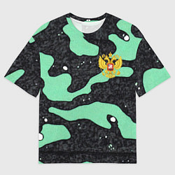 Мужская футболка оверсайз Текстурный черно-зеленый камуфляж