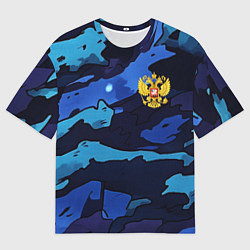 Мужская футболка оверсайз Камуфляж с гербом РФ