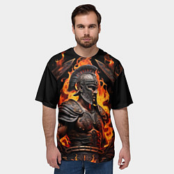 Футболка оверсайз мужская Гладиатор пламени огня, цвет: 3D-принт — фото 2