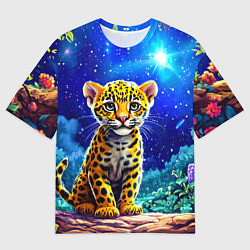 Футболка оверсайз мужская Ягуар в звездную ночь, цвет: 3D-принт