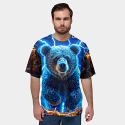 Футболка оверсайз мужская Медведь и молния, цвет: 3D-принт — фото 2