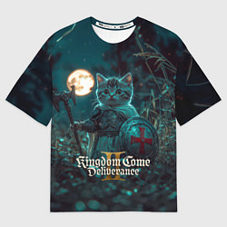 Мужская футболка оверсайз Kingdom Come Deliverance 2 котенок рыцарь