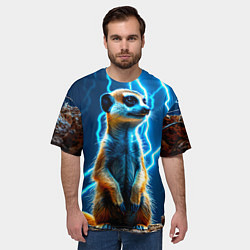 Футболка оверсайз мужская Сурикат в разрядах молний, цвет: 3D-принт — фото 2