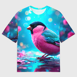 Футболка оверсайз мужская Розовый снегирь, цвет: 3D-принт