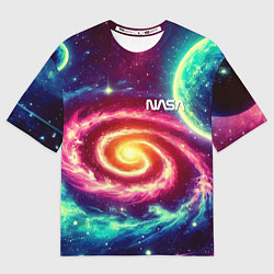 Футболка оверсайз мужская Spiral galaxy - neon glow, цвет: 3D-принт