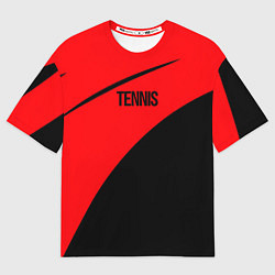 Мужская футболка оверсайз Tennis красно-чёрный