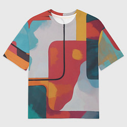 Футболка оверсайз мужская Абстракция с прямоугольниками, цвет: 3D-принт