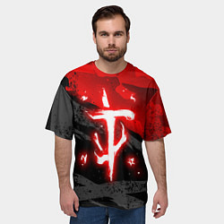 Футболка оверсайз мужская Doom - neon red, цвет: 3D-принт — фото 2