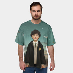 Футболка оверсайз мужская Гарри Поттер и белая сова, цвет: 3D-принт — фото 2