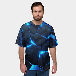 Футболка оверсайз мужская Неоновый синий свет из плит, цвет: 3D-принт — фото 2