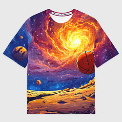 Мужская футболка оверсайз Баскетбольный мяч и космос
