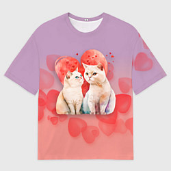 Мужская футболка оверсайз Мурчащая любовь