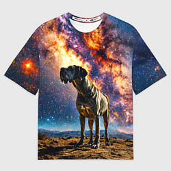 Футболка оверсайз мужская Немецкий дог и космическое небо, цвет: 3D-принт