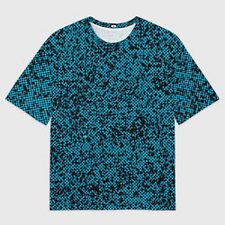 Футболка оверсайз мужская Чёрно-голубой текстура точки, цвет: 3D-принт