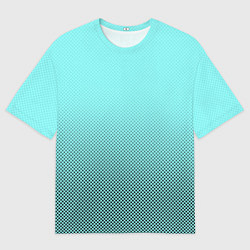 Мужская футболка оверсайз Градиент текстура с точками голубой