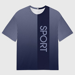 Мужская футболка оверсайз Sport тёмно-синий вертикальная полоса