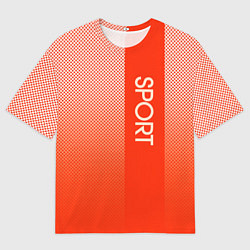 Футболка оверсайз мужская Sport красно-оранжевый с вертикальной полосой, цвет: 3D-принт