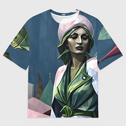 Футболка оверсайз мужская Девушка в зеленом платье, цвет: 3D-принт