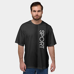 Футболка оверсайз мужская Sport чёрно-серый полоса с затемнением, цвет: 3D-принт — фото 2