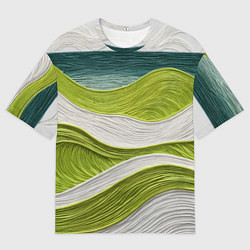 Футболка оверсайз мужская Лаймовые волны, цвет: 3D-принт