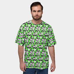Футболка оверсайз мужская Киберпанк шестиугольники зелёные, цвет: 3D-принт — фото 2