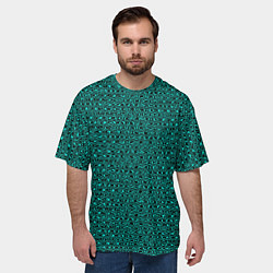 Футболка оверсайз мужская Текстурированный с узором чёрно-бирюзовый, цвет: 3D-принт — фото 2