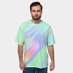 Футболка оверсайз мужская Светлый зелёный мятный с полосами градиент, цвет: 3D-принт — фото 2