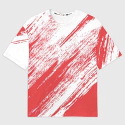 Мужская футболка оверсайз The color is white and red