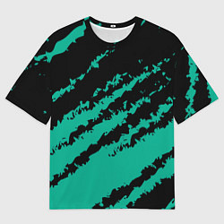 Футболка оверсайз мужская The color is black and turquoise, цвет: 3D-принт