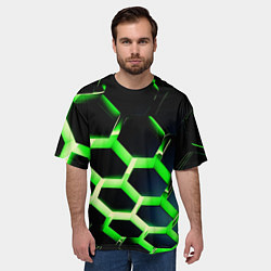 Футболка оверсайз мужская Neon Honeycombs, цвет: 3D-принт — фото 2