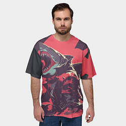 Футболка оверсайз мужская Орущая акула, цвет: 3D-принт — фото 2