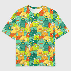 Футболка оверсайз мужская Весёлые монстрики пришельцы, цвет: 3D-принт