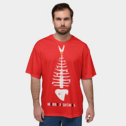 Футболка оверсайз мужская Merry Christmas - skeleton fish, цвет: 3D-принт — фото 2