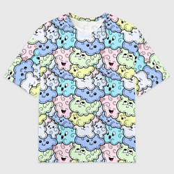 Футболка оверсайз мужская Милые облачка мультяшные, цвет: 3D-принт
