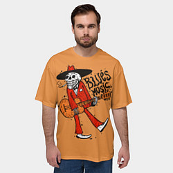 Футболка оверсайз мужская Блюз музыка - скелет с гитарой, цвет: 3D-принт — фото 2