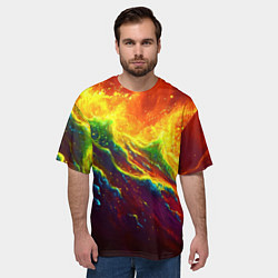 Футболка оверсайз мужская Абстрактные волны с огнем, цвет: 3D-принт — фото 2