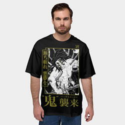 Футболка оверсайз мужская Кокушибо Тсугикуни - демон, цвет: 3D-принт — фото 2