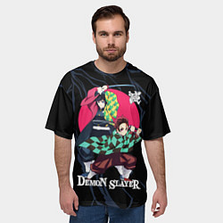 Футболка оверсайз мужская Гию Томиока и Танджиро Камадо, цвет: 3D-принт — фото 2