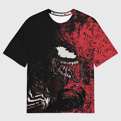 Футболка оверсайз мужская Веном на красном, цвет: 3D-принт